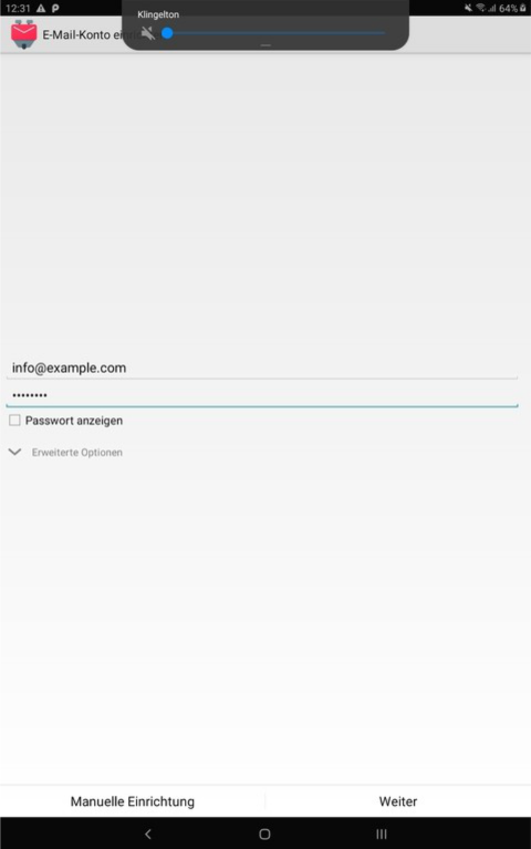Android - Mailadresse und Passwort eingeben