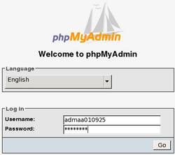 phpMyAdmin Loginformular